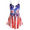 Haut à Bretelle à Imprimé Drapeau Américain Fleur de Grande Taille avec Trou de Serrure - multicolor 2X