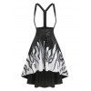 Jupe à Bretelle Haute Basse à Imprimé Pieuvre à Lacets - Noir L