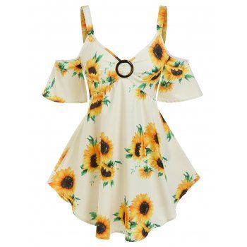 

Cold Shoulder Floral Print Blouse, Yellow