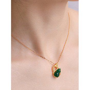 

Gourd Pendant Hollow Gold Plated Necklace, Golden