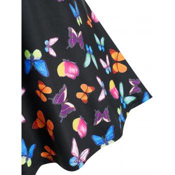 Plus Size V Neck Butterfly Print Tee