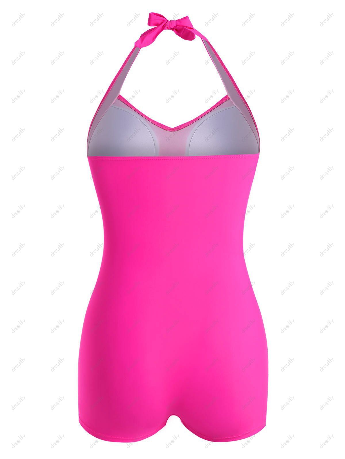 [32 OFF] 2021 Plus Size Twisted Halter Boyleg Tummy Control Onepiece Swimsuit In LIGHT PINK