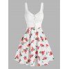 Mini Robe d'Eté à Imprimé Fleurie Anneau en O - Blanc L