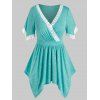 T-Shirt Mouchoir avec Surplis et Dentelle Au Crochet Grande-Taille - Vert clair 2X