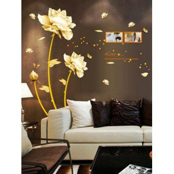 

Golden Flower Pattern Decorative Wall Sticker, Multicolor a