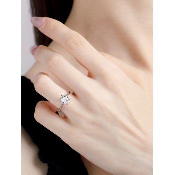 

Zircon Inlaid Prong Setting Ring, Silver