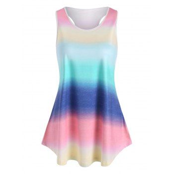 

Plus Size Ombre Rainbow Stripe Racerback Tank Top, Multicolor