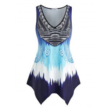 

Plus Size Tie Dye Handkerchief Hem Tank Top, Multicolor