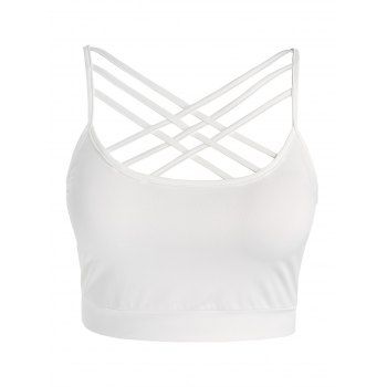 

Plus Size Strappy Crisscross Sports Crop Top, White