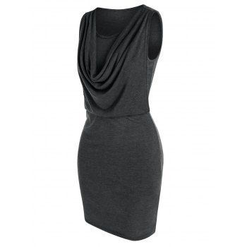 

Front Cowl Layered Mini Dress, Dark gray