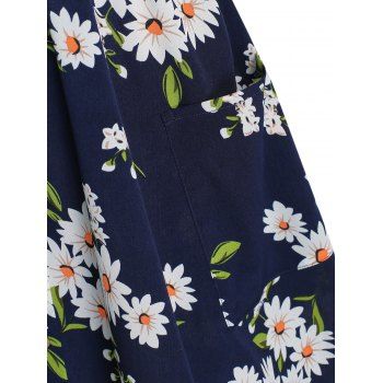 Floral Pattern Buttons Pocket Sundress