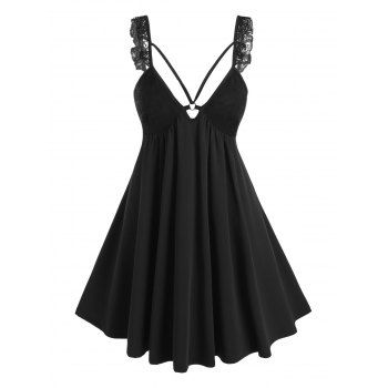 Strappy Low Cut Lounge Dress, Black
