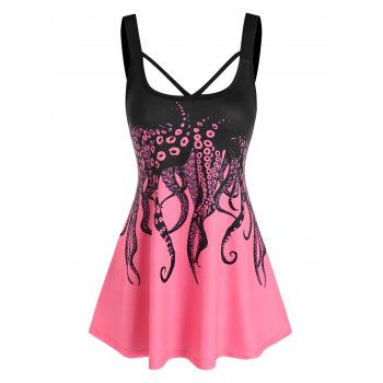 

Casual Octopus Print Swing Trapeze Tank Top, Light pink