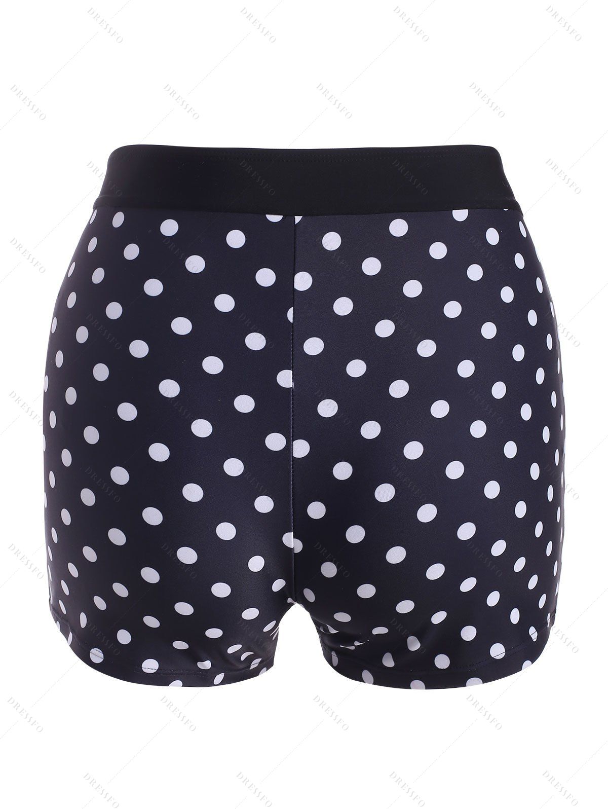 [29 OFF] 2021 Drawstring Polka Dot Swim Boyshorts In BLACK DressLily