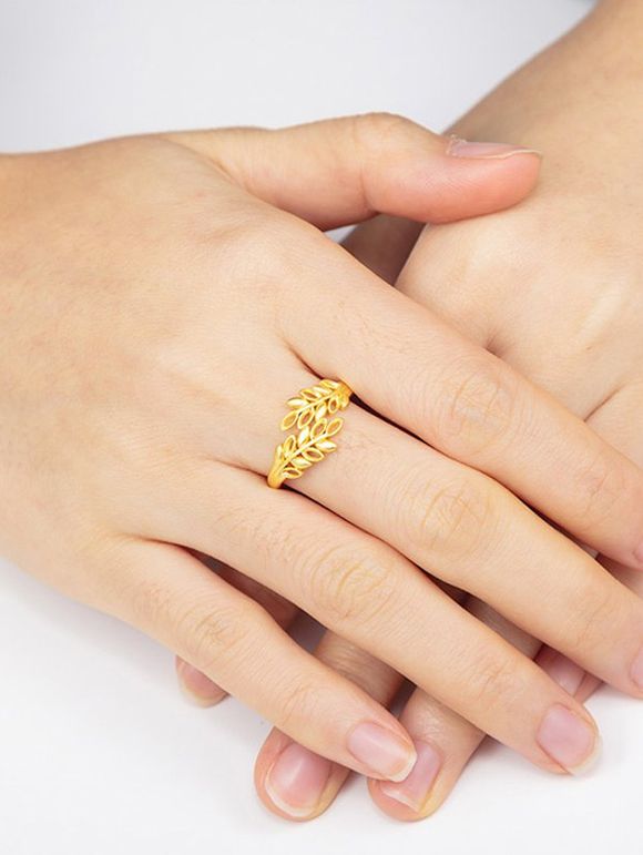 Bague Ajustable Feuille Dorée Evidée - d'or RESIZABLE