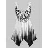 Débardeur Mouchoir Bague en O Imprimé de Grande Taille à Lacets - Blanc L
