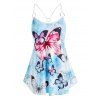 Plus Size O Ring Butterfly Pattern Tank Top - multicolor 5X