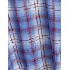Mini Robe Ligne A Vintage Motif à Carreaux avec Nœud Papillon à Épaule Dénudée - Bleu clair M