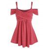 T-shirt Croisé à Épaules Nues - Rouge L
