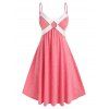 Robe Bicolore Bague en O de Grande Taille - Rose clair 4X