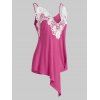 Débardeur Irrégulier Fleuri en Dentelle à Bretelle de Grande Taille - Rose clair 5X