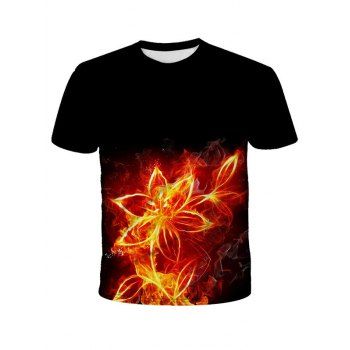

Flower Fire Print Short Sleeve T-shirt, Black