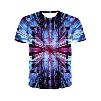 Space Tunnel 3D Print Short Sleeve T-shirt, Deep sky blue