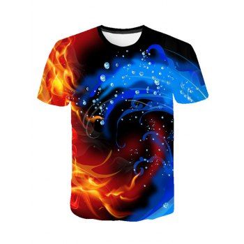 

Water and Fire Print Short Sleeve T-shirt, Multicolor