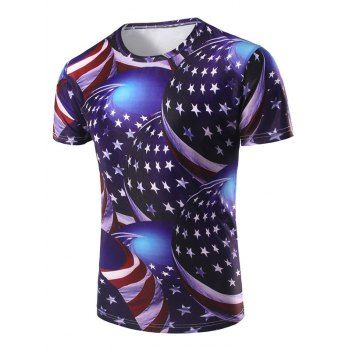 

American Flag 3D Printed Short Sleeve T-shirt, Multicolor