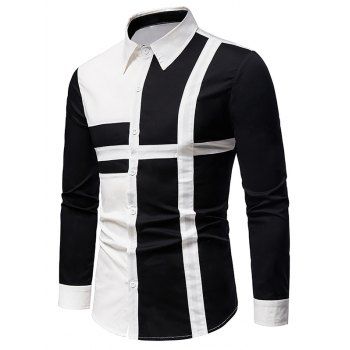 

Button Up Cross Print Contrast Shirt, White