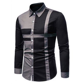 

Button Up Cross Print Contrast Shirt, Gray