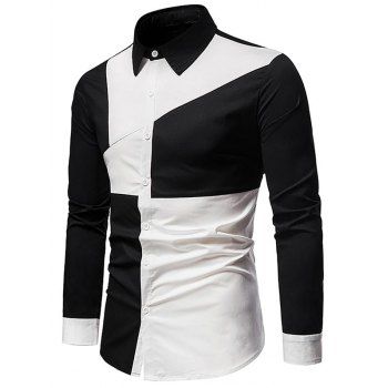 

Button Up Long Sleeve Contrast Shirt, Black