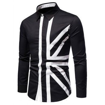 Contrast UK Flag Print Button Up Shirt dresslily imagine noua 2022