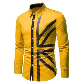 

Contrast UK Flag Print Button Up Shirt, Yellow