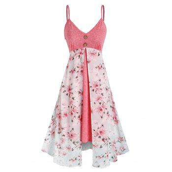 

Overlay Floral Print Midi Dress, Light pink