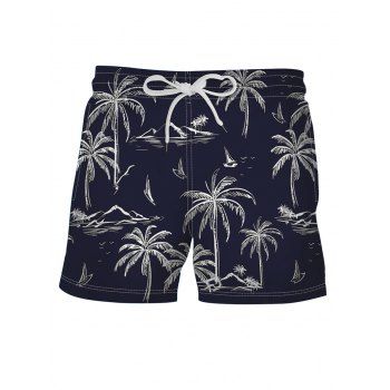 

Palm Tree Printed Beach Shorts, Midnight blue