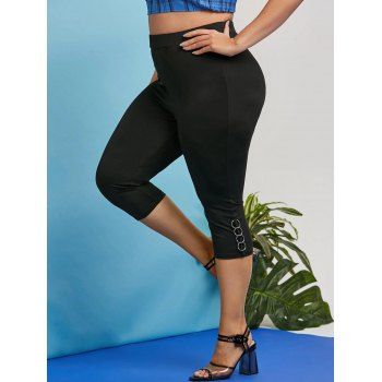 

Plus Size Punk O Ring Capri Leggings, Black