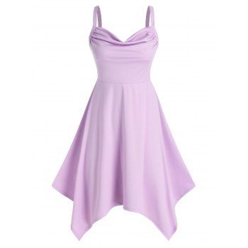 

Handkerchief Cowl Neck Midi Dress, Light purple