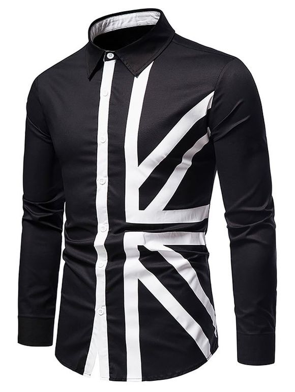 Chemise Boutonnée à Imprimé Drapeau Britannique - Noir XL