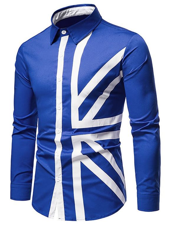 Chemise Boutonnée à Imprimé Drapeau Britannique - Bleu XXL