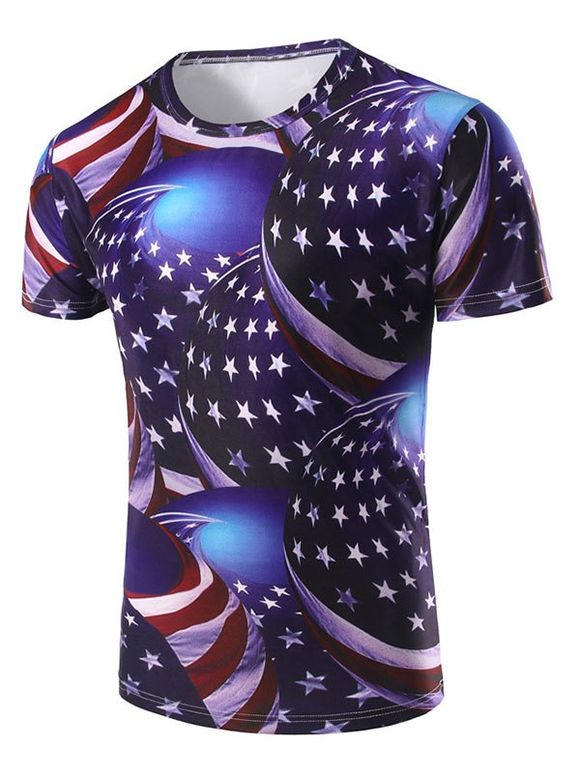 American Flag 3D Printed Short Sleeve T-shirt - multicolor S