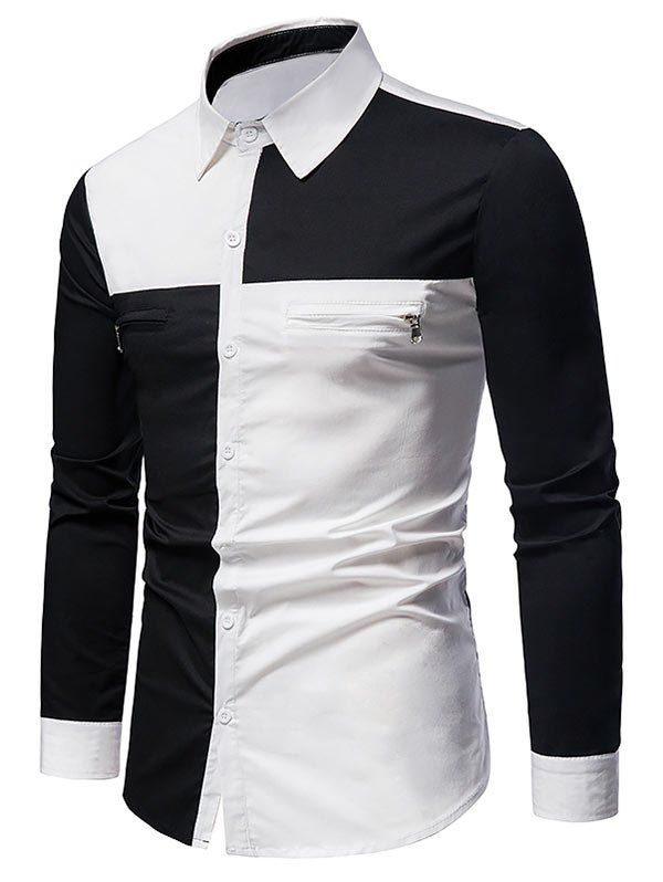 Chemise Contrastée Boutonnée Zip Détaillé - Blanc M
