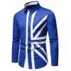 Contrast UK Flag Print Button Up Shirt - BLUE XXL