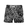 Allover Palm Tree Print Beach Shorts - BLACK M