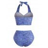 Maillot de Bain Bikini Assorti Noué Style Marin Noué Imprimé en Denim - Bleu clair XXL