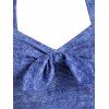 Matching Swimsuit Knotted Sailor Style Denim Printed Halter Bikini Swimwear - LIGHT BLUE XXL