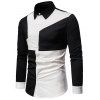Button Up Long Sleeve Contrast Shirt - BLACK M