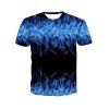 T-shirt à Imprimé Flamme à Manches Courtes - Ciel Bleu Foncé M