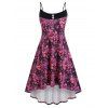 Robe Haute Basse à Imprimé Fleur de Pêche de Grande Taille - Rouge 5X