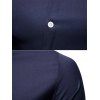 Metallic Thread Embroidered Button Up Asymmetrical Shirt - CADETBLUE XXL